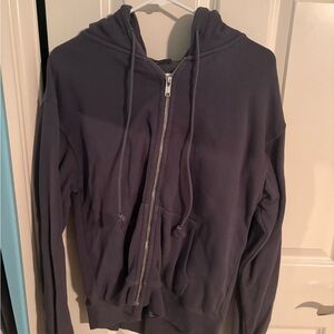Brandy Melville Blue Grey Zip-Up Christy Hoodie